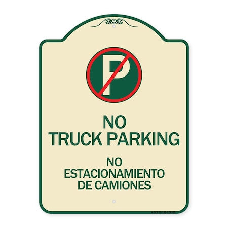 Bilingual No Parking No Truck Parking No Estacionamiento De Camiones Aluminum Sign